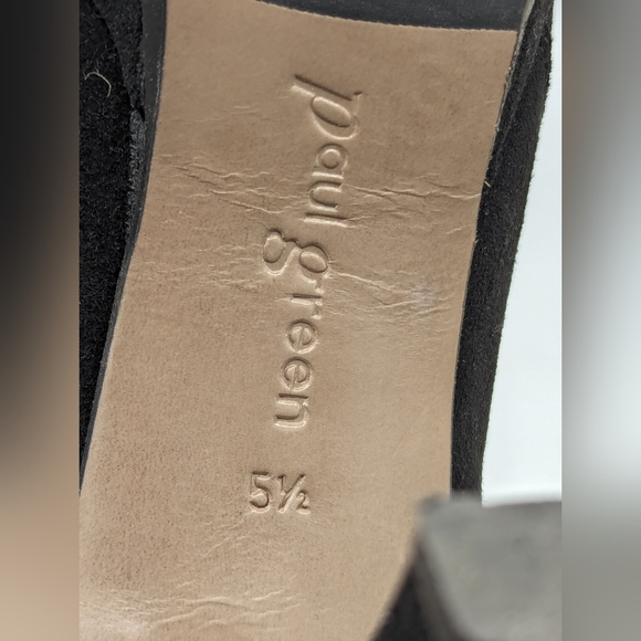 Paul Green Size 5.5 Black Elastic Suede Cage Heels - Picture 2 of 8